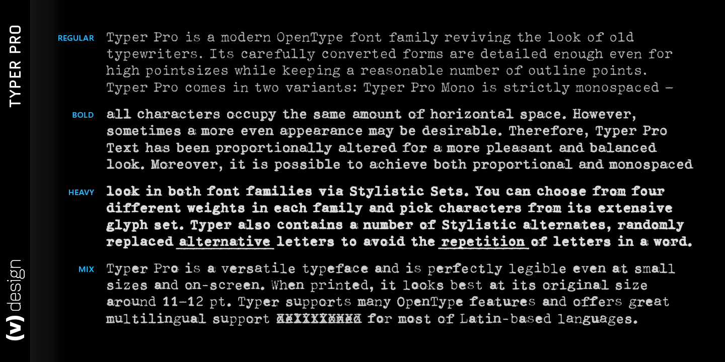 Typer Pro, typewriter font family